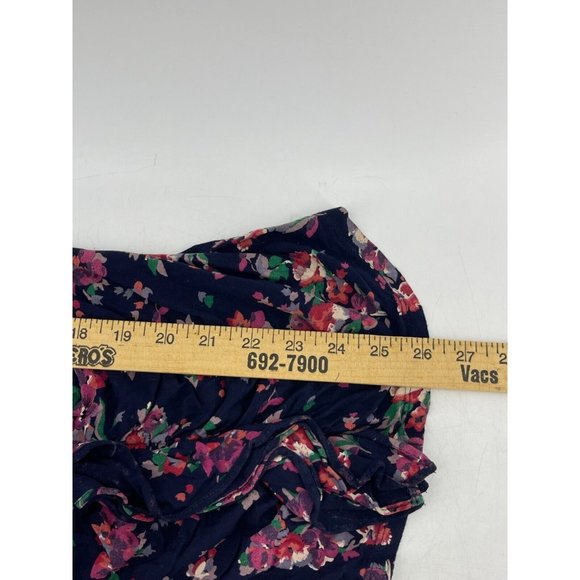 Express Women's Sleeveless Top Blouse Shirt Size SP Ruffled Front Floral Pattern - Picture 7 of 11